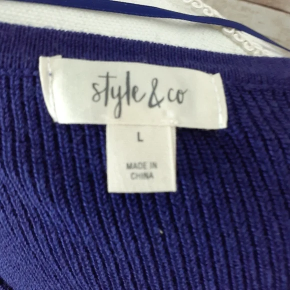 Style & Co Sweater L Long Sleeved Purple 23 - Picture 4 of 5